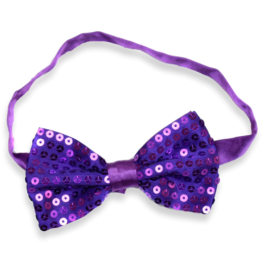 Sequin Satin Purple Shiny Bow Tie Dickie Show Sparkly Fancy Dress Magic Mens Boys