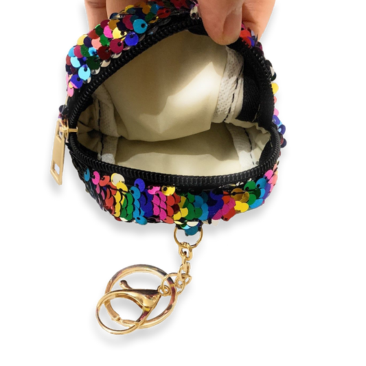 Sequin Colourful Rainbow Coin Purse Pouch Mini Backpack Bag Charm Keychain Wallet Girls UK