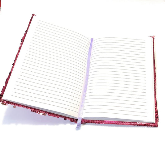 A5 Reversible Sequin Fuchsia Pink Aqua Blue Star Notebook Glittery Notepad Writing Journal Diary Book Gift