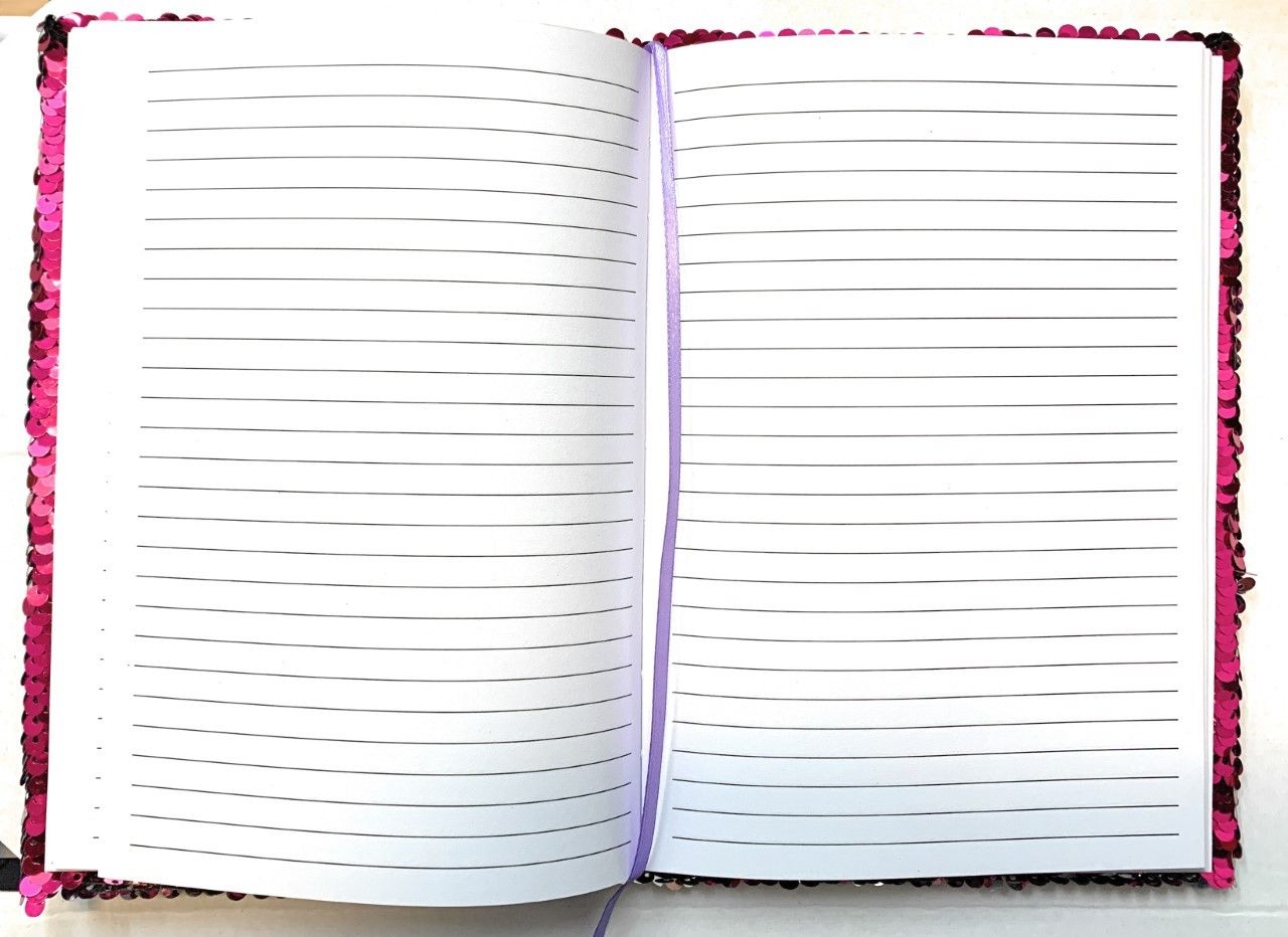 A5 Reversible Sequin Fuchsia Pink Silver Notebook Glittery Notepad Writing Journal Diary Book Gift