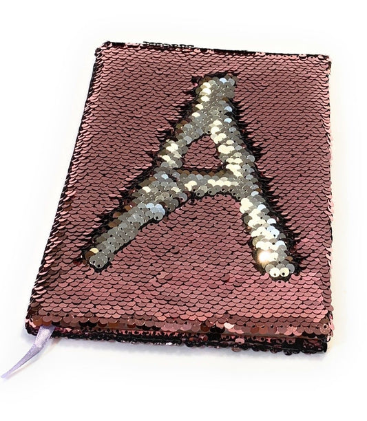 A5 Reversible Sequin Baby Pink Silver Notebook Glittery Notepad Writing Journal Diary Book Gift