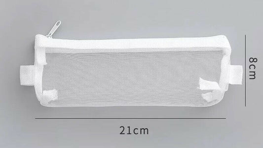 3 Clear See Through Mesh Exam Pencil Case Zip Fastening Make Up Pouch Travel Set