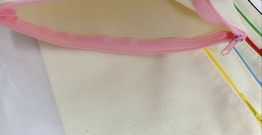 6 Canvas Makeup Bags Rainbow Zipper Pouch Bag Pencil Case Blank DIY Craft Art UK