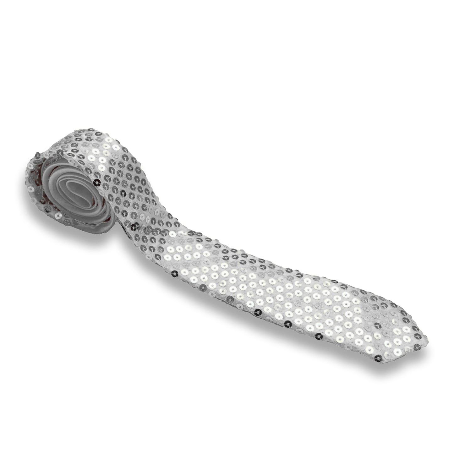 Sequin Silver SATIN SEQUINNED Party Plain 2" Skinny Neck Tie Fancy Dress Magic Show