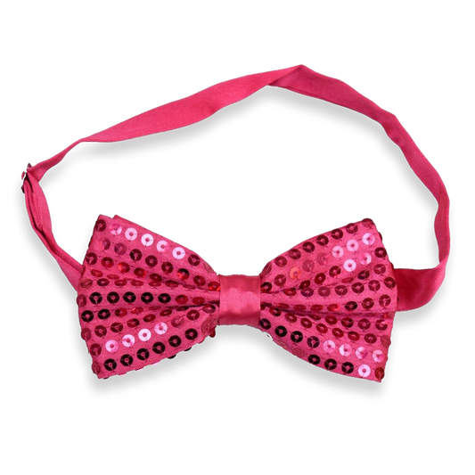 Sequin Satin Fuchsia Pink Shiny Bow Tie Dickie Show Sparkly Fancy Dress Magic Mens Boys