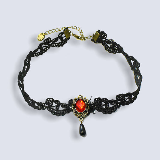 Gothic Red Slim Lace Necklace Collar Choker Halloween Retro Vintage Chain Vampire