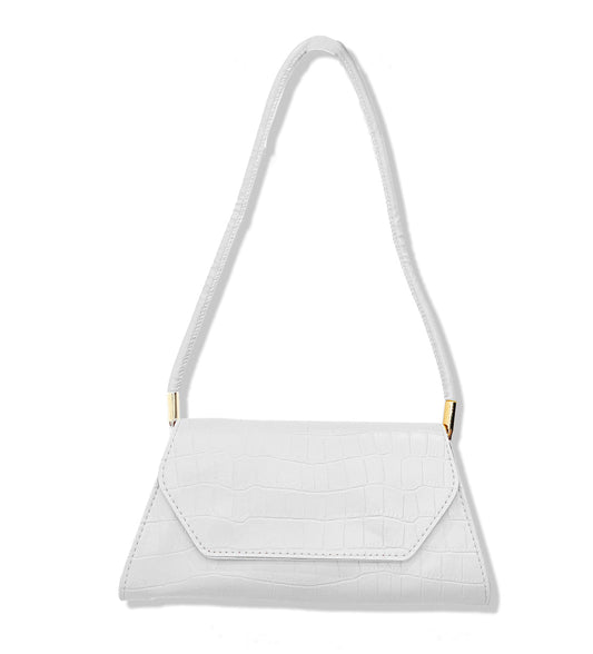 White Ladies Womens PU Vintage Baguette Shoulder Bag Casual Party Handbag