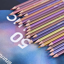 Load image into Gallery viewer, 50 Colours Pearlescent Colouring Pencils Set Craft