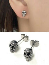 Load image into Gallery viewer, Pair Funky Surgical Stainless Steel Skull Rock Mens Womens Stud Earrings Studs