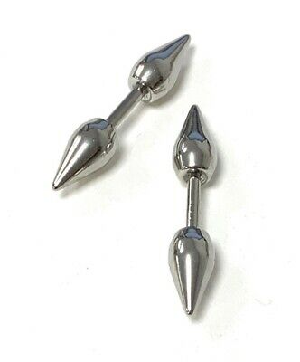 PAIR Stainless Steel Fake Cheater Mens Ear Plugs Earrings Studs Stretcher Spikes