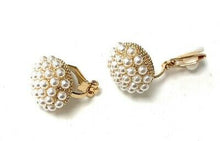 Load image into Gallery viewer, Gold Tone Non-Pierced Pearl Half Ball Stud Clip On Earrings Cushion Comfy Studs