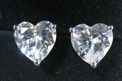 Quality Sparkly Platinum Silver Plated Heart Zircon Crystal Earrings Studs Gift