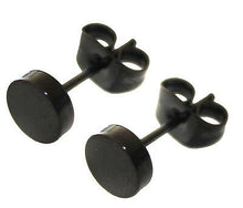 Load image into Gallery viewer, PAIR FAKER CHEATER PLUG BLACK SURGICAL STAINLESS STEEL 6MM MENS STUD EARRINGS
