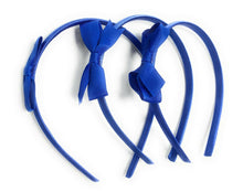 Load image into Gallery viewer, 3 x School Hair Bows on Headbands Alice Bands Uniform Colours Bow Headband Set