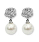 Natural Shell Pearl Drop Rose Clip On Earrings Bridal Non Pierced in Gift Bag