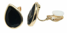 Load image into Gallery viewer, Girls Womans Gold Tone Crystal Drop Teardrop Clip On Earrings