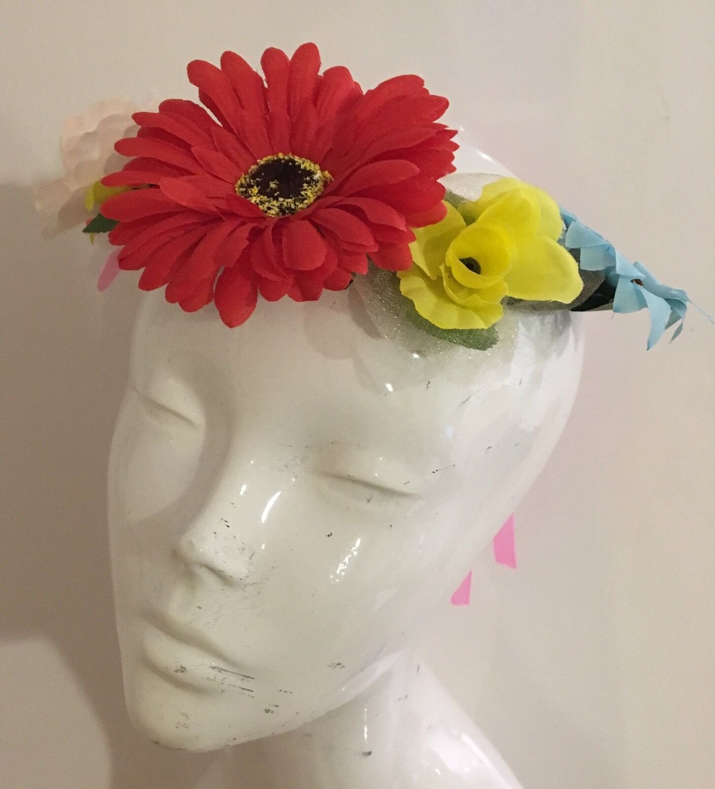Large Red Daisy Flower Crown Garland Summer Headband Bridesmaid Wedding Party