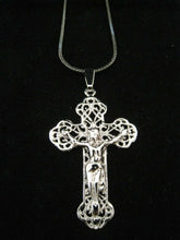 Load image into Gallery viewer, Quality Platinum Silver Plated Jesus on Cross Pendant Necklace Snake Chain Gift