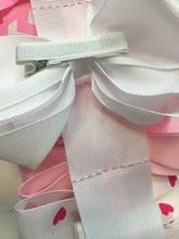 Load image into Gallery viewer, 7 Girls Pink Heart Blue White Purple Big Hair Bow Set with Bow Holder &amp; Gift Bag