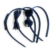 Load image into Gallery viewer, 3 x School Hair Bows on Headbands Alice Bands Uniform Colours Bow Headband Set