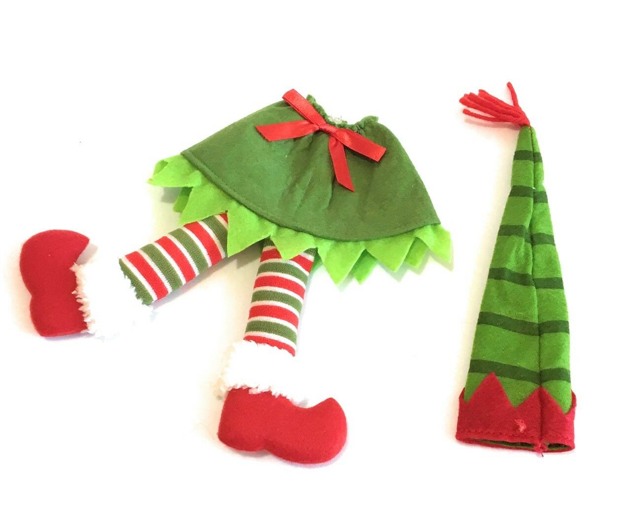 Novelty Christmas Green Elf Outfit as Wine Bottle Cover - Xmas Table Decorations