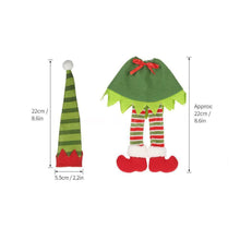 Load image into Gallery viewer, Novelty Christmas Green Elf Outfit as Wine Bottle Cover - Xmas Table Decorations