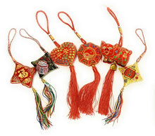 Load image into Gallery viewer, Feng Shui Lucky Red Tassel Sequin Chinese Hanging Bag Charm Year of Tiger Gift