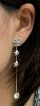 Load image into Gallery viewer, Silver Zircon Crystal Diamante Long Dangle Tassel Clip On Butterfly Earrings