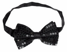 Load image into Gallery viewer, Sequin Satin Shiny Bow Tie Dickie Show Sparkly Fancy Dress Magic Mens Boys