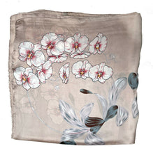 Load image into Gallery viewer, Vintage Orchid Flower Print Square Silky Scarf 70cm