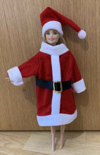 Load image into Gallery viewer, Red Christmas Santa Dress Hat Outfit as Wine Bottle Cover - Fits Barbie Dolls