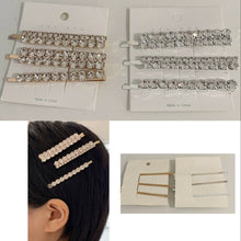Load image into Gallery viewer, 3 Girls Bling Rhinestone Crystal Bridal Hair Clip Hairpin Slide Grips Clips Set