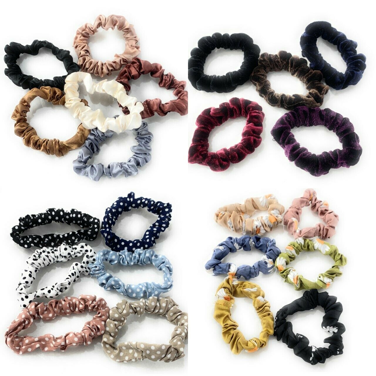 6 x Satin Scrunchies Set Elastic Hair Bands Scrunchy Bobbles Hair Ropes Rings UK