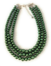 Load image into Gallery viewer, Womans Faux Pearl 3 Layer Multi Strand Gatsby Necklace Statement Bib Vintage UK