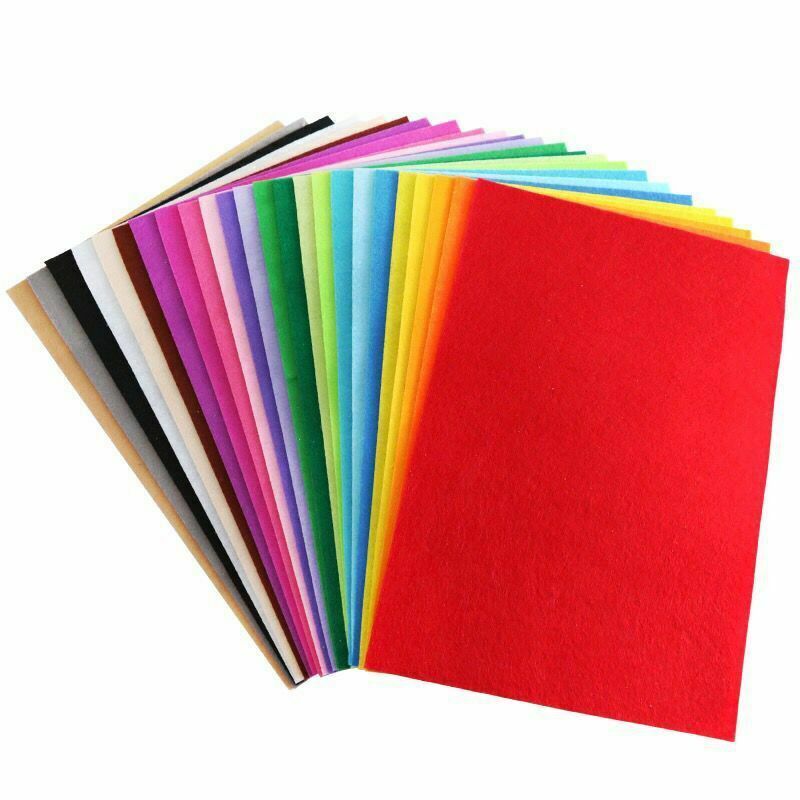 Pack of 20 A4 Felt Fabric Sheets for Arts and Crafts, Assorted Colours