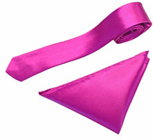 Load image into Gallery viewer, Mens Neck Tie and Pocket Square Handkerchief Set Hanky Wedding Skinny