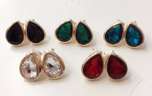 Load image into Gallery viewer, Girls Womans Gold Tone Crystal Drop Teardrop Clip On Earrings