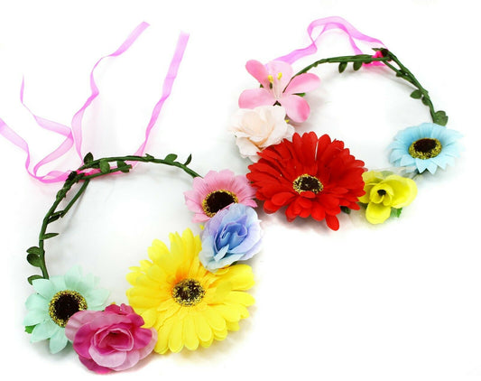 Large Wire Sun Flower Headband Crown Garland Summer Bridesmaid Wedding Party