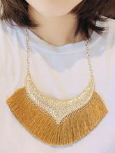 Load image into Gallery viewer, Girls Woman's Gold Tone Statement Tassel Bib Fashion Necklace Chain Gift UK