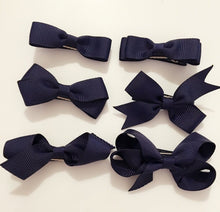 Load image into Gallery viewer, 6 PIECE SET Girls Small Hair Bows Clips Grosgrain Ribbon School Uniform Colours