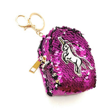 Load image into Gallery viewer, Sequin Unicorn Coin Purse Pouch Mini Backpack Bag Charm Keychain Wallet Girls UK