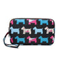 Dogs Fun PVC Canvas Wallet Purse Pouch Triple Zip w/ Wrist Strap Wristlet Clutch Bag