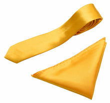 Load image into Gallery viewer, Mens Neck Tie and Pocket Square Handkerchief Set Hanky Wedding Skinny