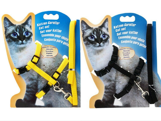 Cats Ferrets Pets Adjustable Chest Harness Collar With Leash Starter Lead UK