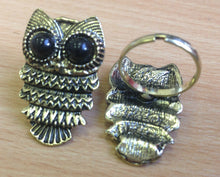 Load image into Gallery viewer, Girls Bronze Owl Black Eyes - Choose Necklace Earrings Ring or Jewellery Set