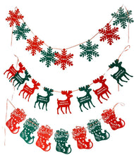 Load image into Gallery viewer, 2M Christmas Pennant Party Decoration Flags Banner Bunting Snowflakes Reindeers
