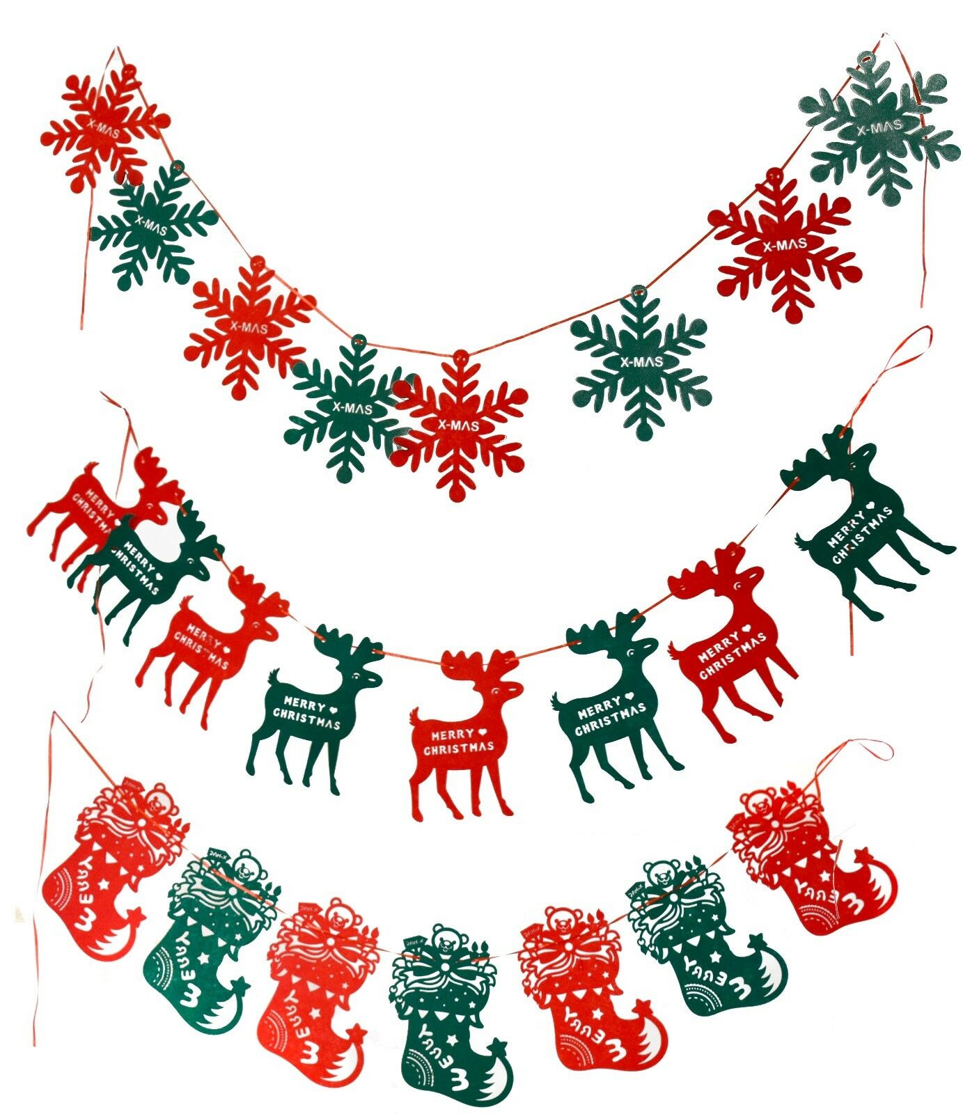 2M Christmas Pennant Party Decoration Flags Banner Bunting Snowflakes Reindeers