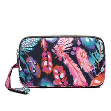 Load image into Gallery viewer, Fun PVC Canvas Wallet Purse Pouch Triple Zip w/ Wrist Strap Wristlet Clutch Bag
