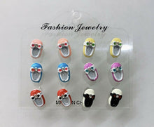Load image into Gallery viewer, 6 PAIRS GIRLS EARRINGS STUDS SET GIFT KIDS CHILDREN SHOES COMBS ICE-CREAM MUGS