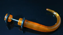 Load image into Gallery viewer, Orange Clear Acrylic Hook Earring Stud Fake Ear Plug Stretcher Goth Tunnel Rock